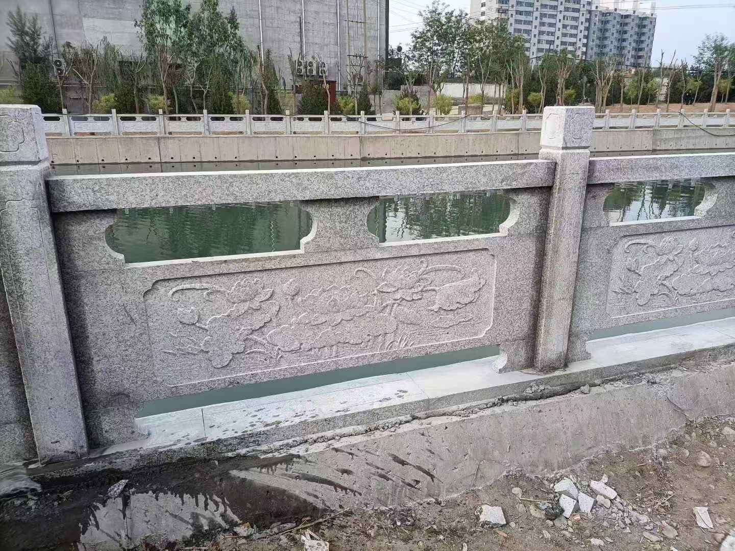 阜阳 芙蓉白大花桥梁、河道，石材栏杆、围栏、护栏